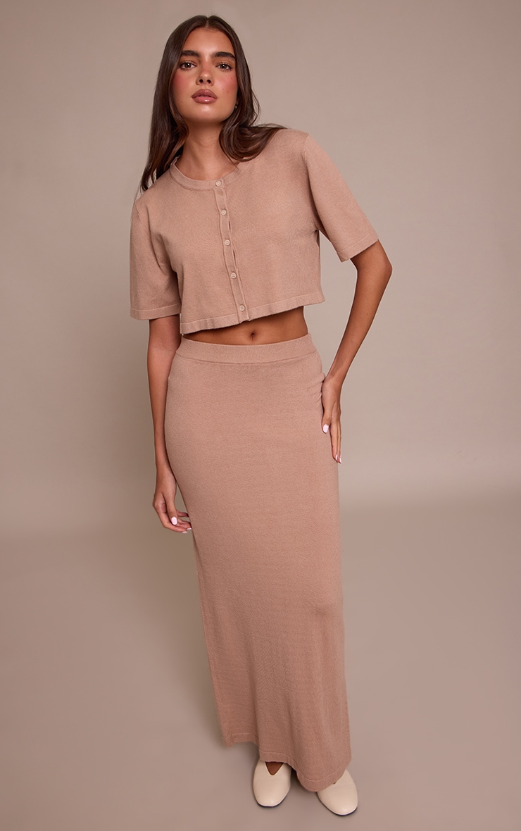 Taupe Fine Knit Maxi Skirt image 2