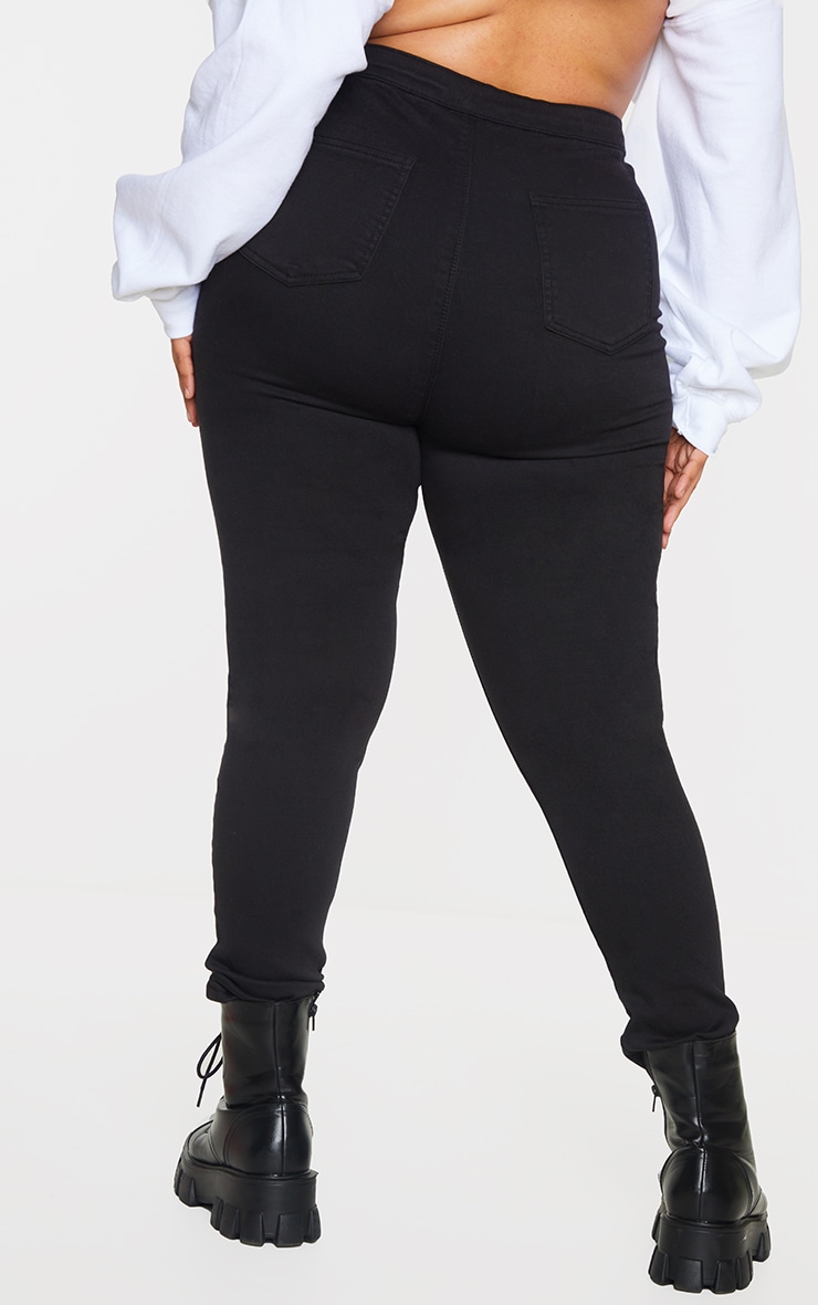 Plus PRETTYLITTLETHING Black Disco Skinny Jeans image 3