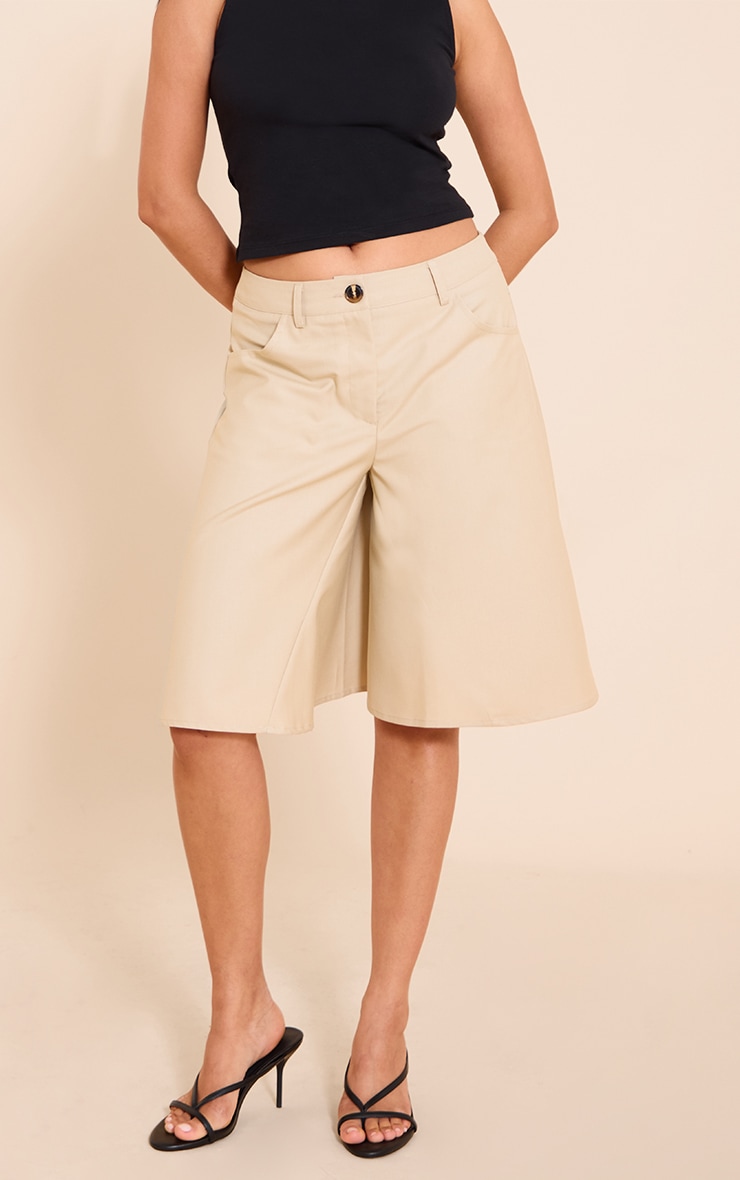 Camel Extreme Wide Leg Longline Shorts image 2