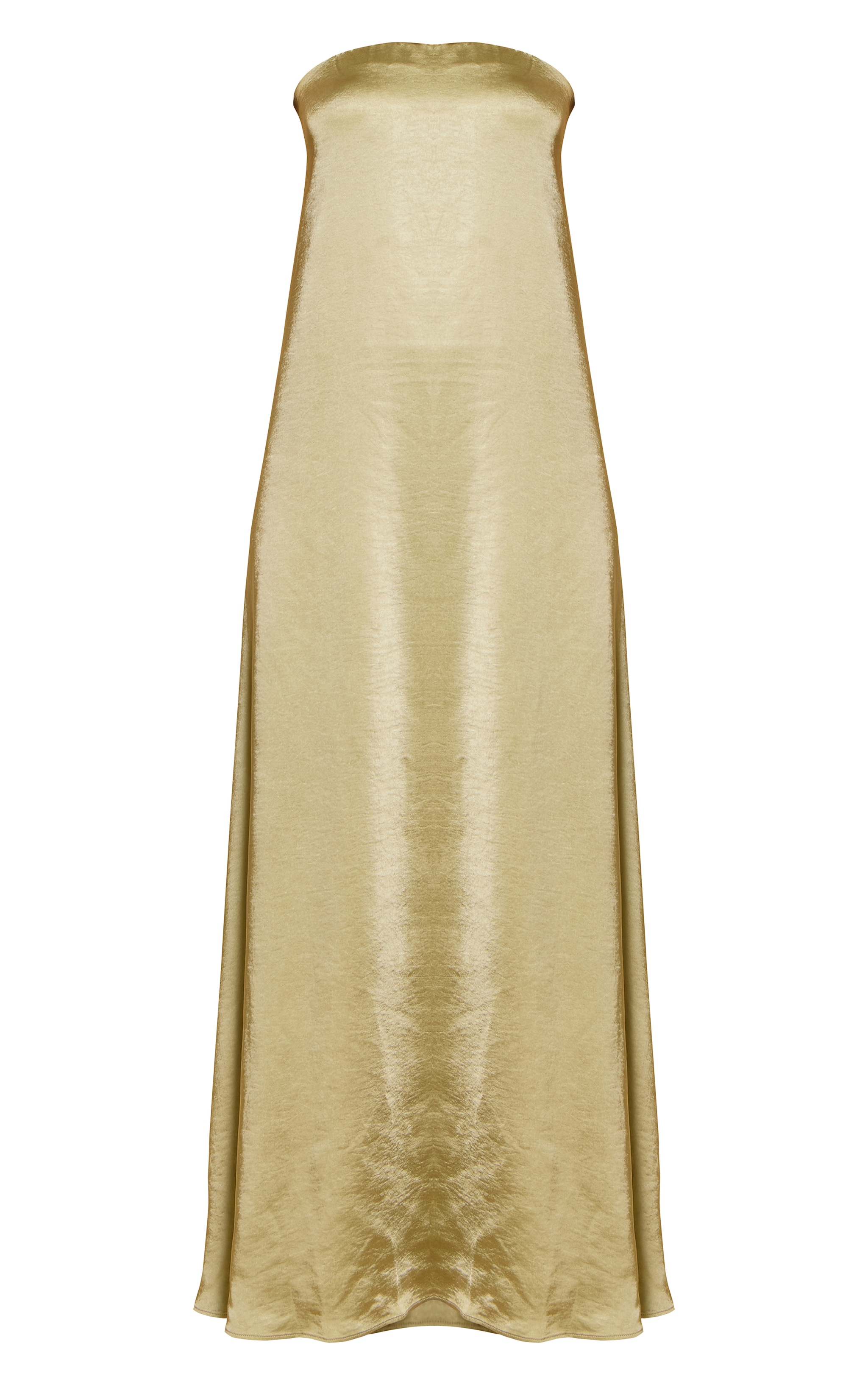 Green Textured Satin Bandeau Column Dress image 5