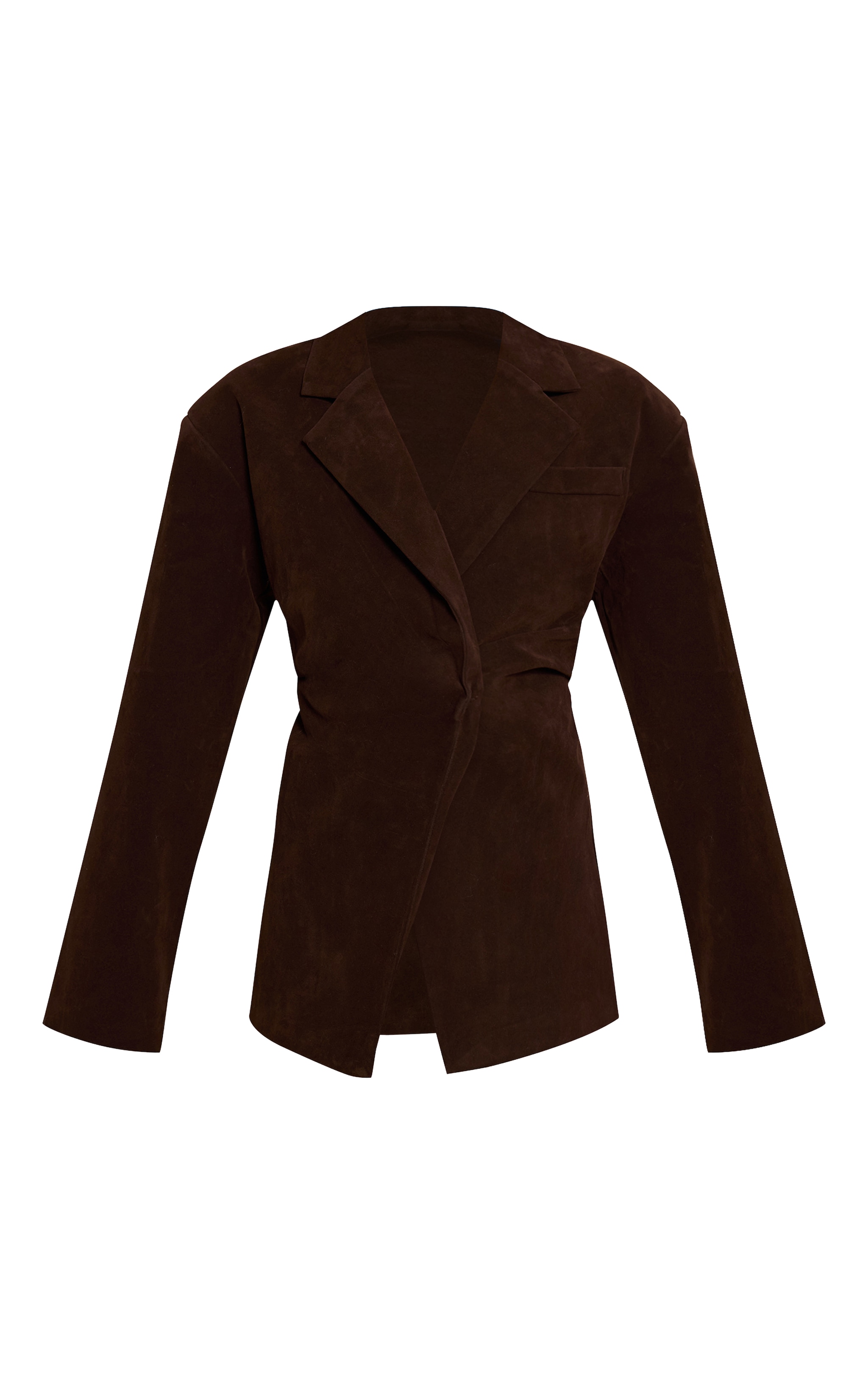 Blazer en suédine chocolat à taille cintrée image 5