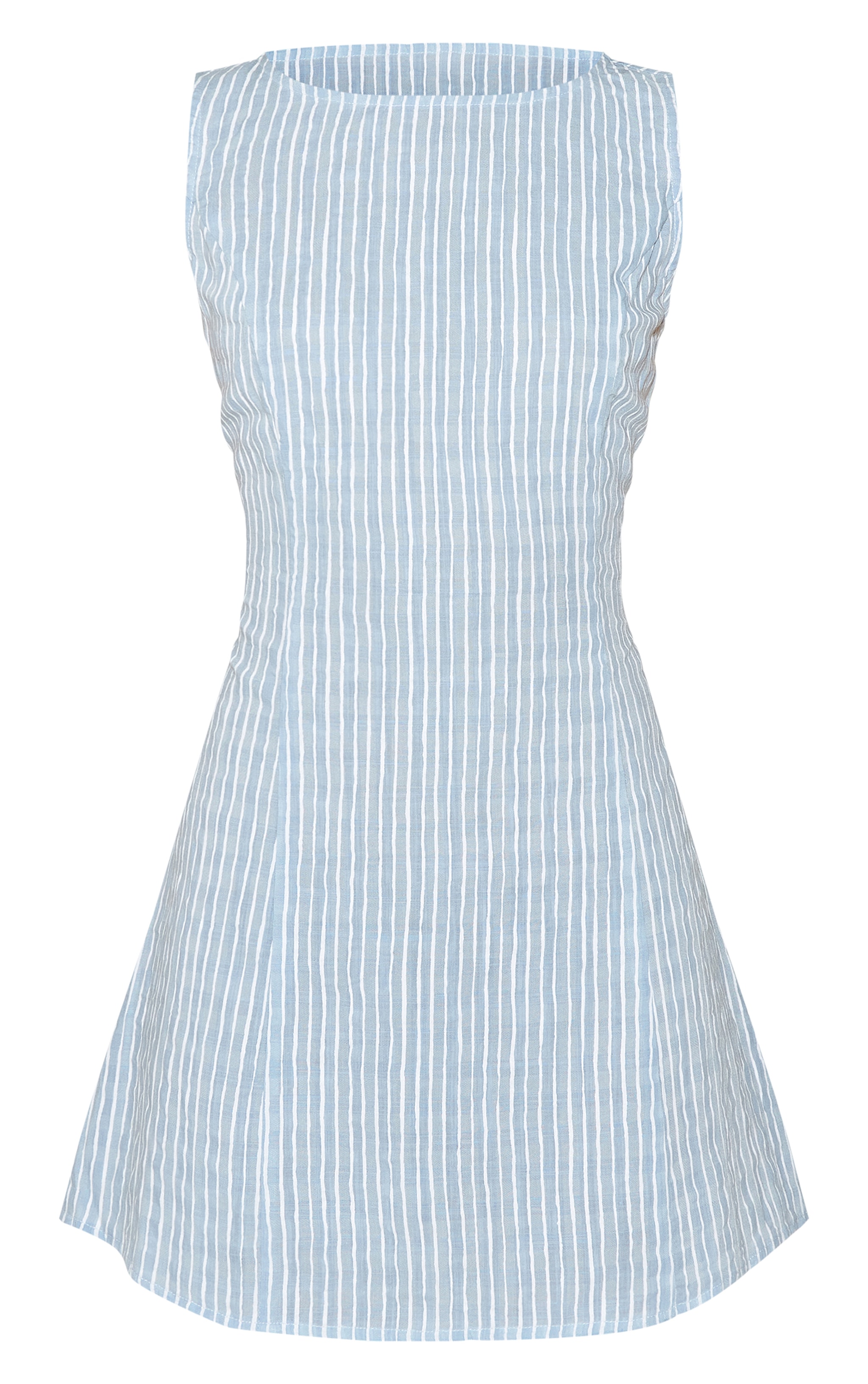 Blue Striped Boat Neck Dress image 5
