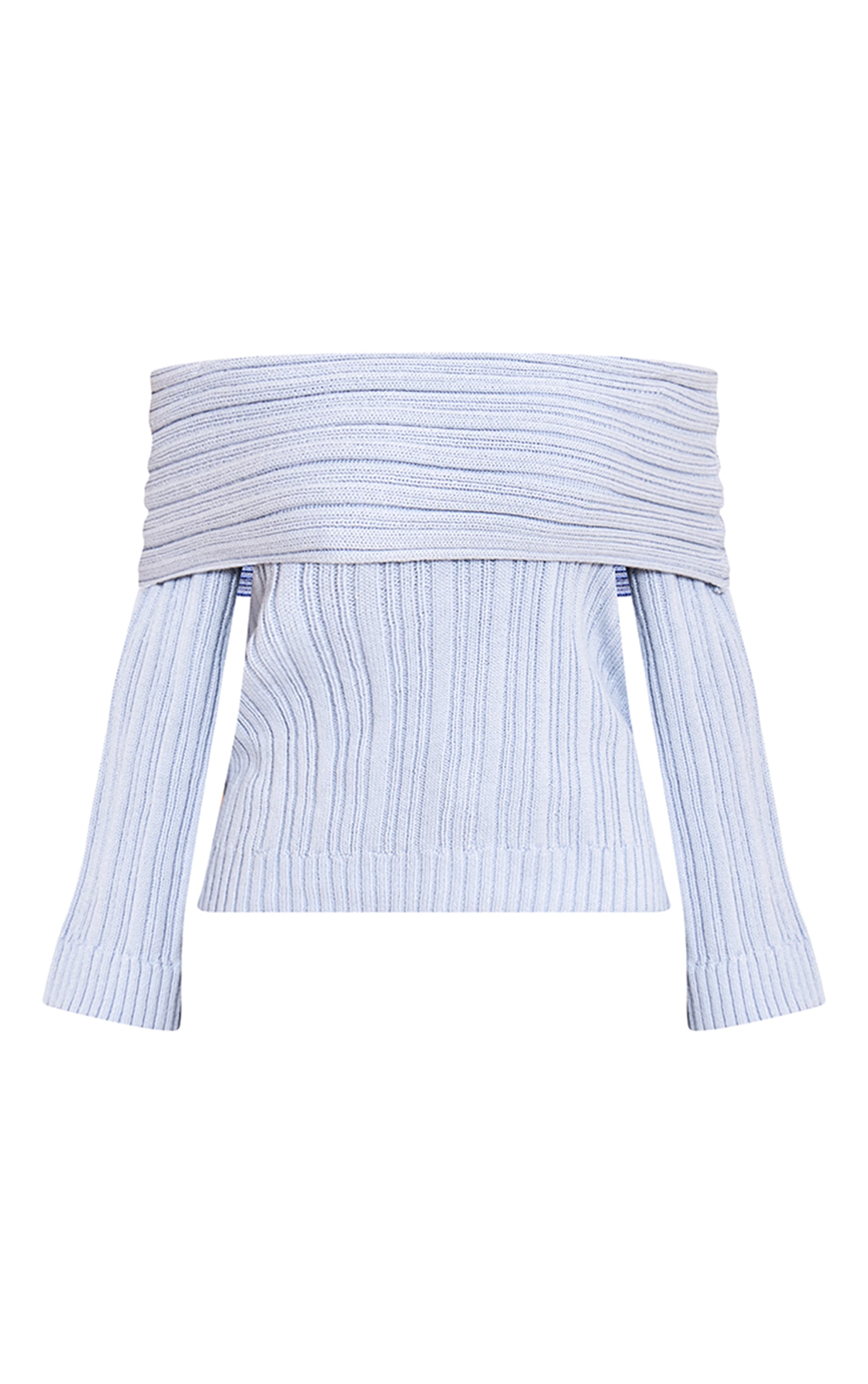 Petite Pull en maille tricot bleu ciel à épaules dénudées image 5