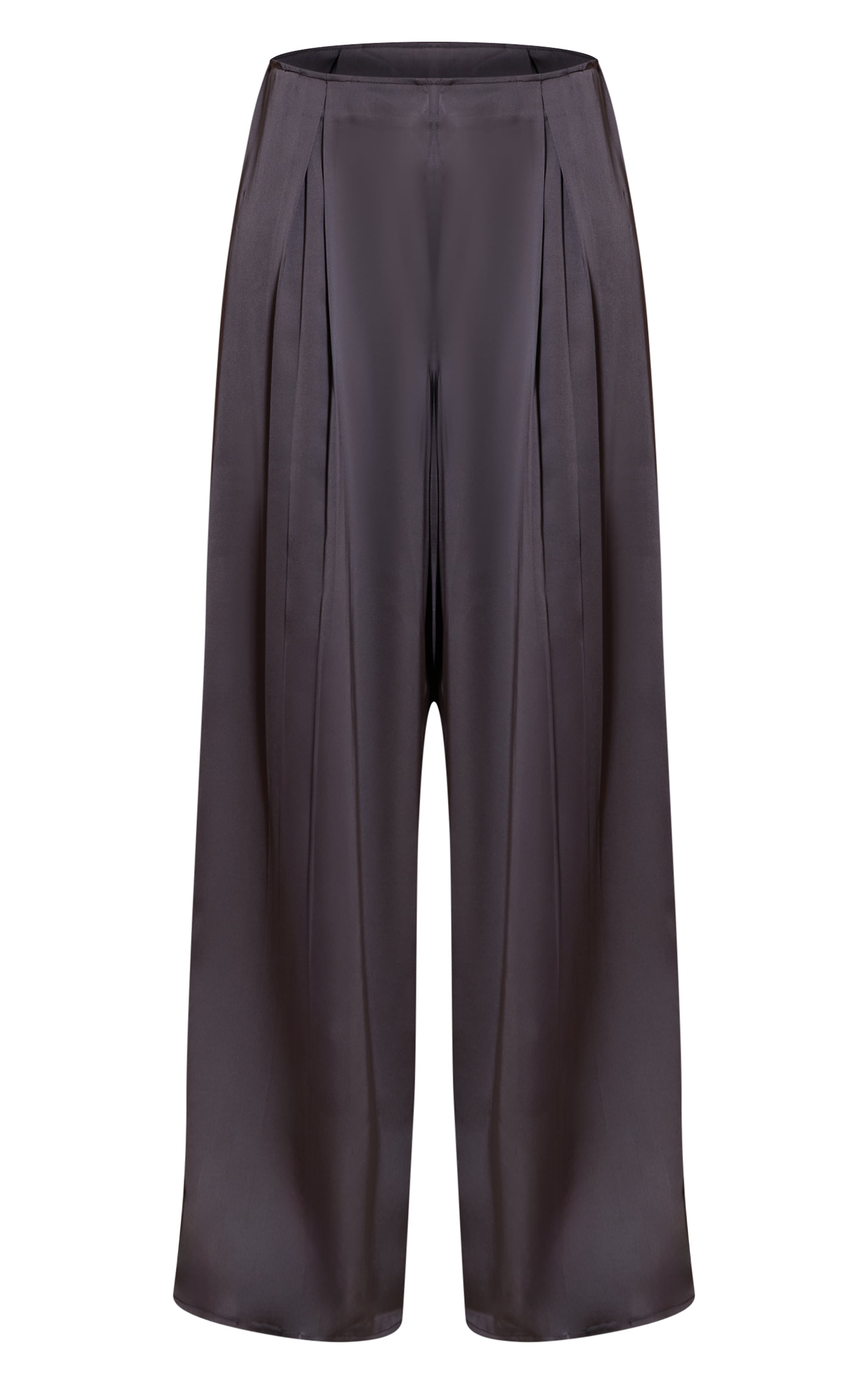 Tall Navy Pleated Satin Wide Leg Pants image 5