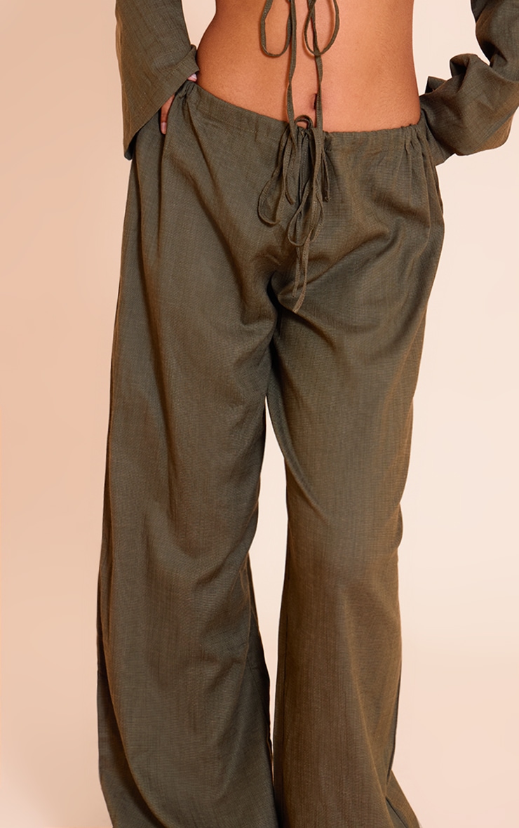 Petite Olive Drawstring Linen Blend Pant image 4