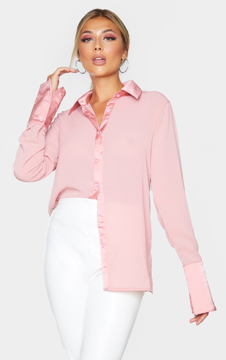 Rose Woven Crinkle Textured Shirt