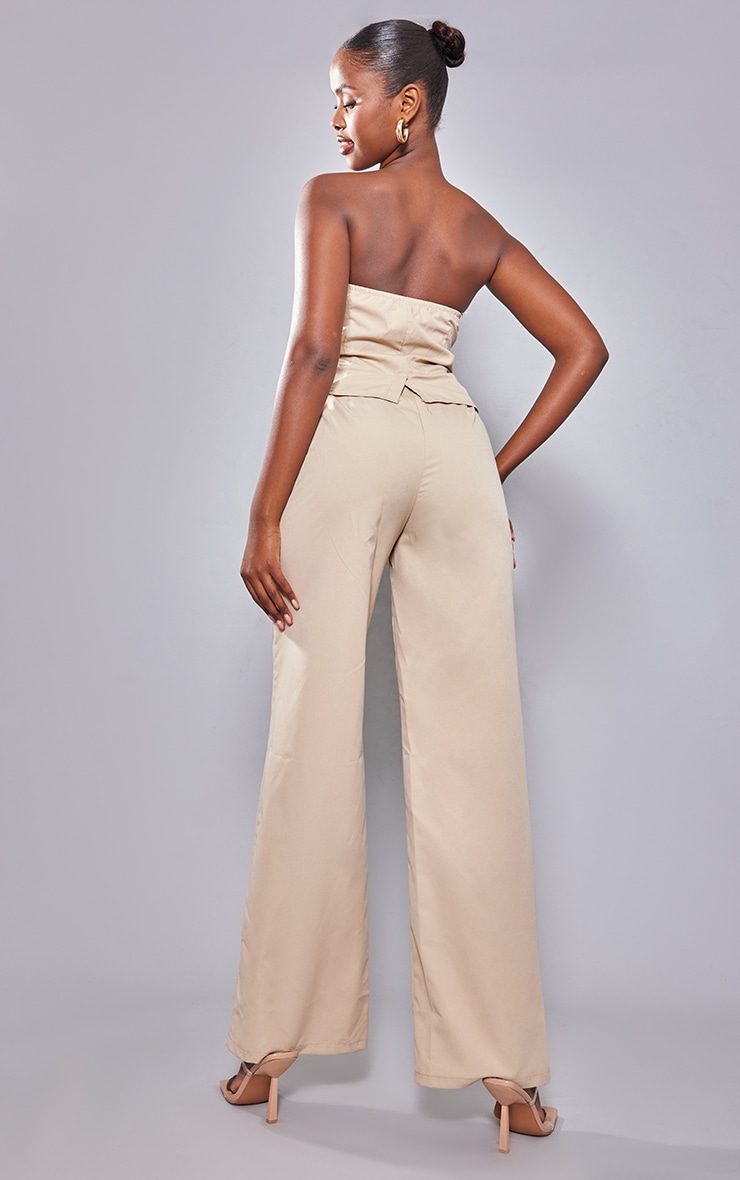 Stone Bandeau Vest Wide Leg Jumpsuit PrettyLittleThing QA