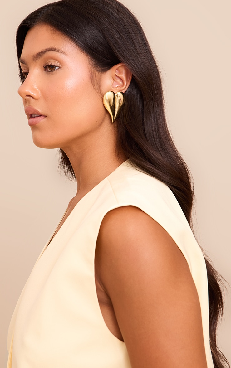 Gold Plated Smooth Heart Earrings image 1