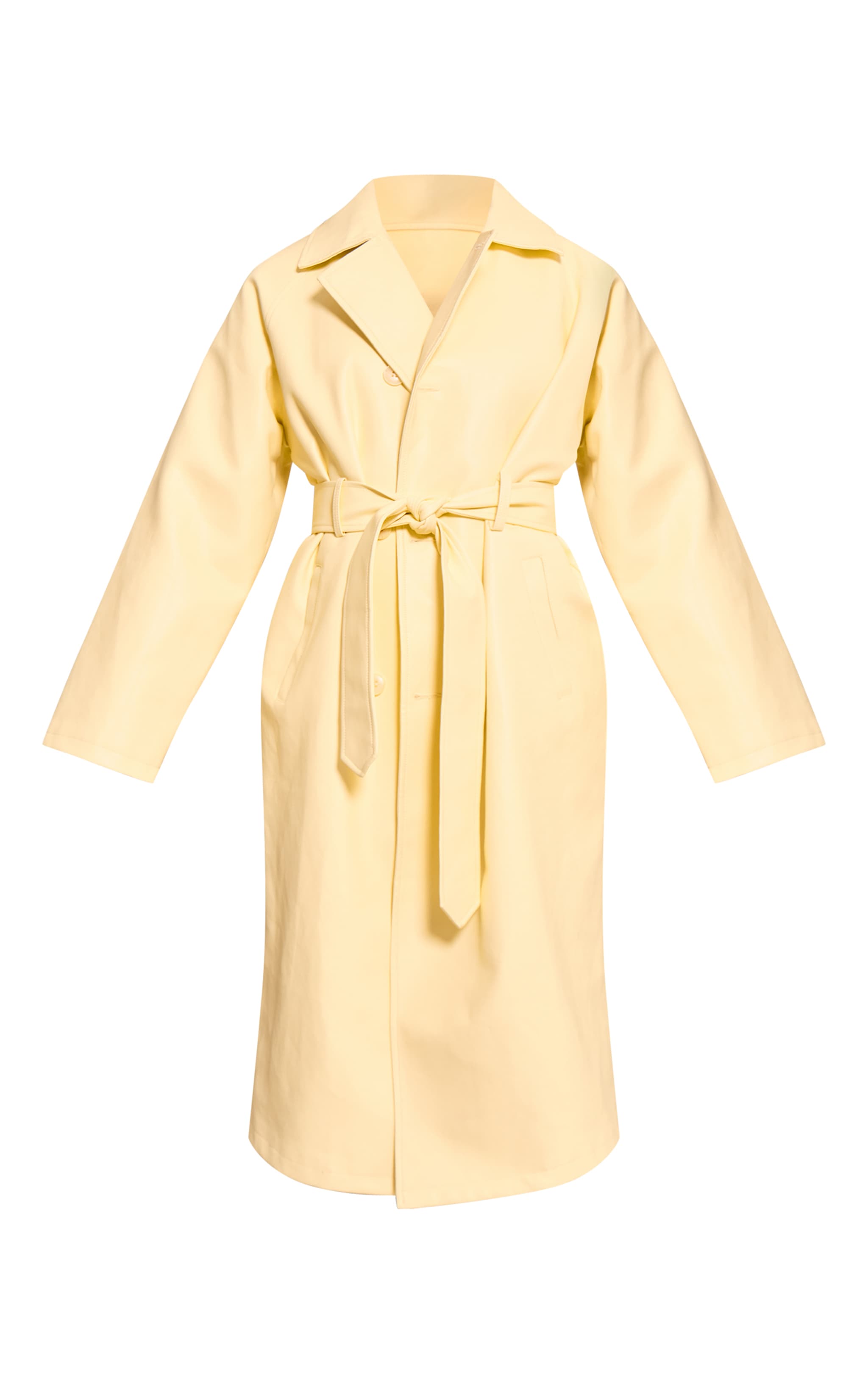 Buttercream Faux Leather Maxi Trench Coat image 5
