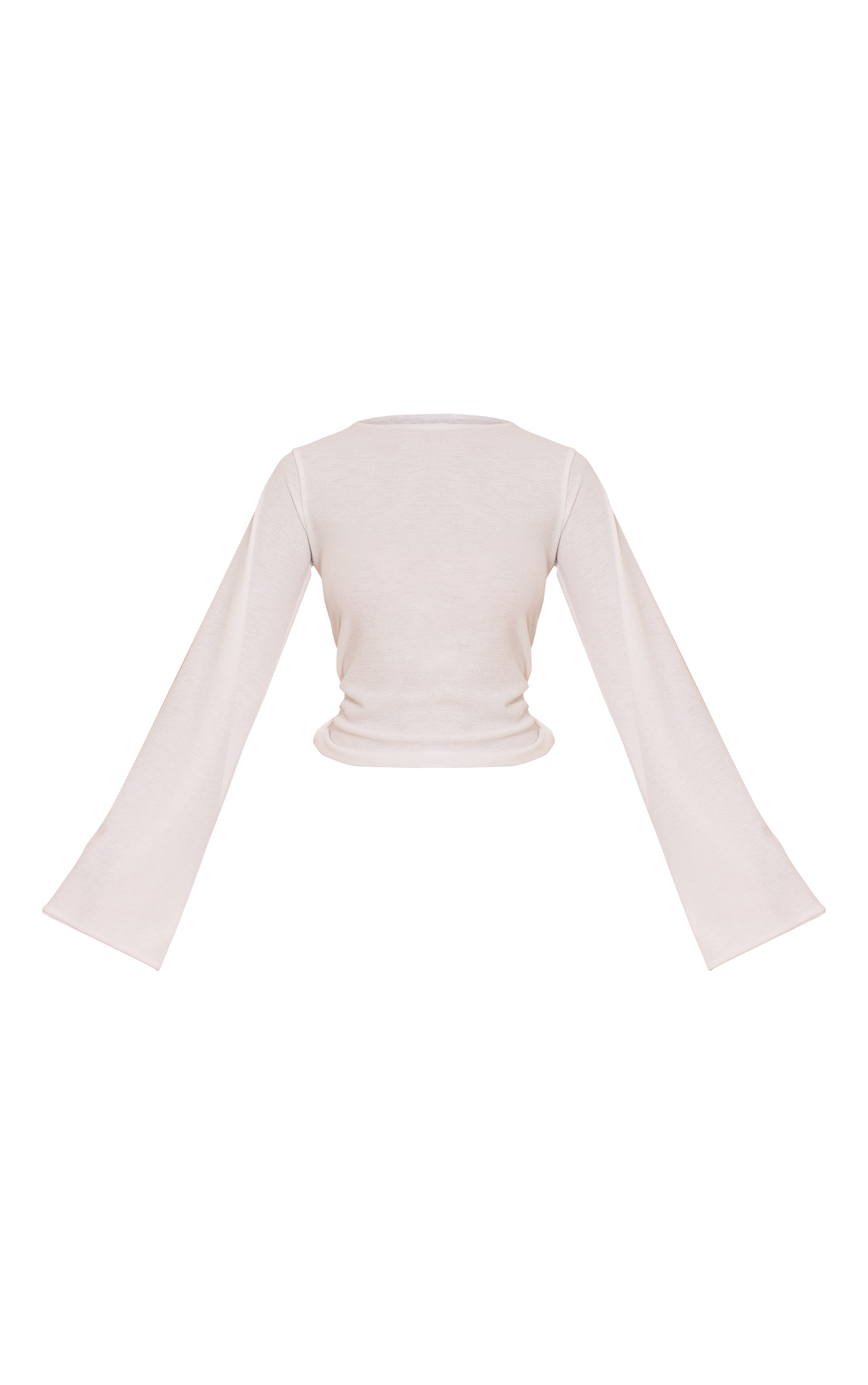 Ecru Rib Onion Skin Flare Long Sleeve Top image 5