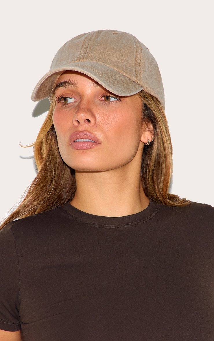 PRETTYLITTLETHING Olive Washed Denim Cap image 3