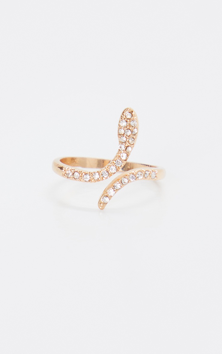 Bague délicate dorée style serpent à strass