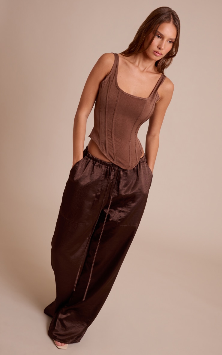 Mushroom Textured Boned Dip Hem Longline Corset image 3