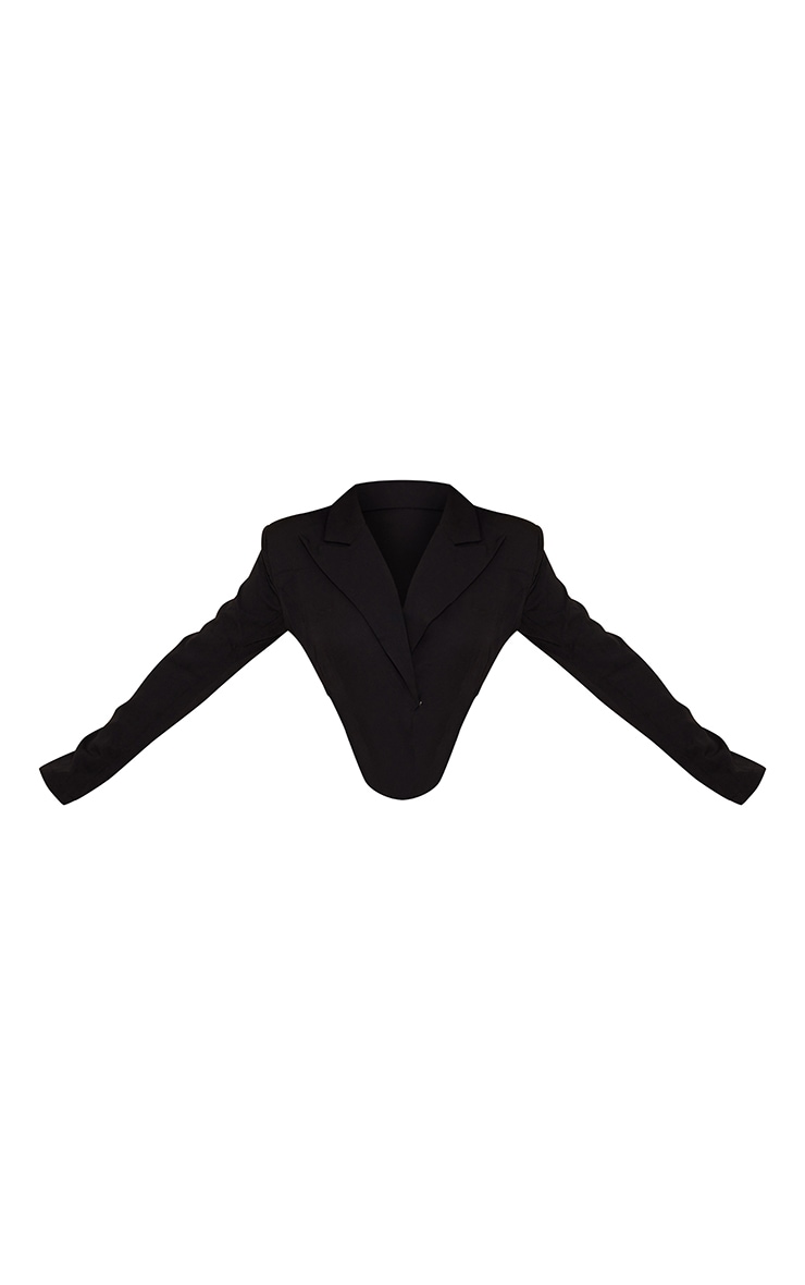 Petite Black Plunge Blazer Bodysuit image 5