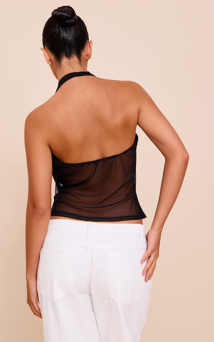 Black Mesh Halter Neck Top image 2