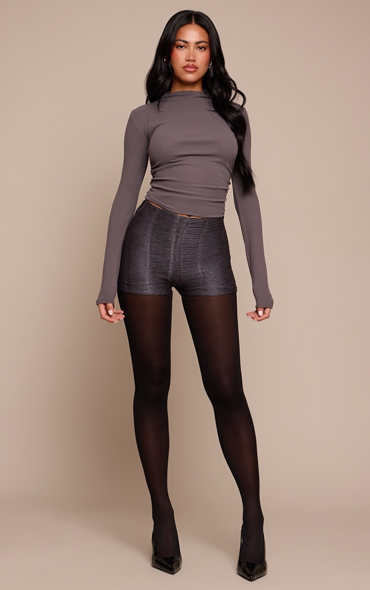Charcoal Textured Jersey Hot Pants image 4