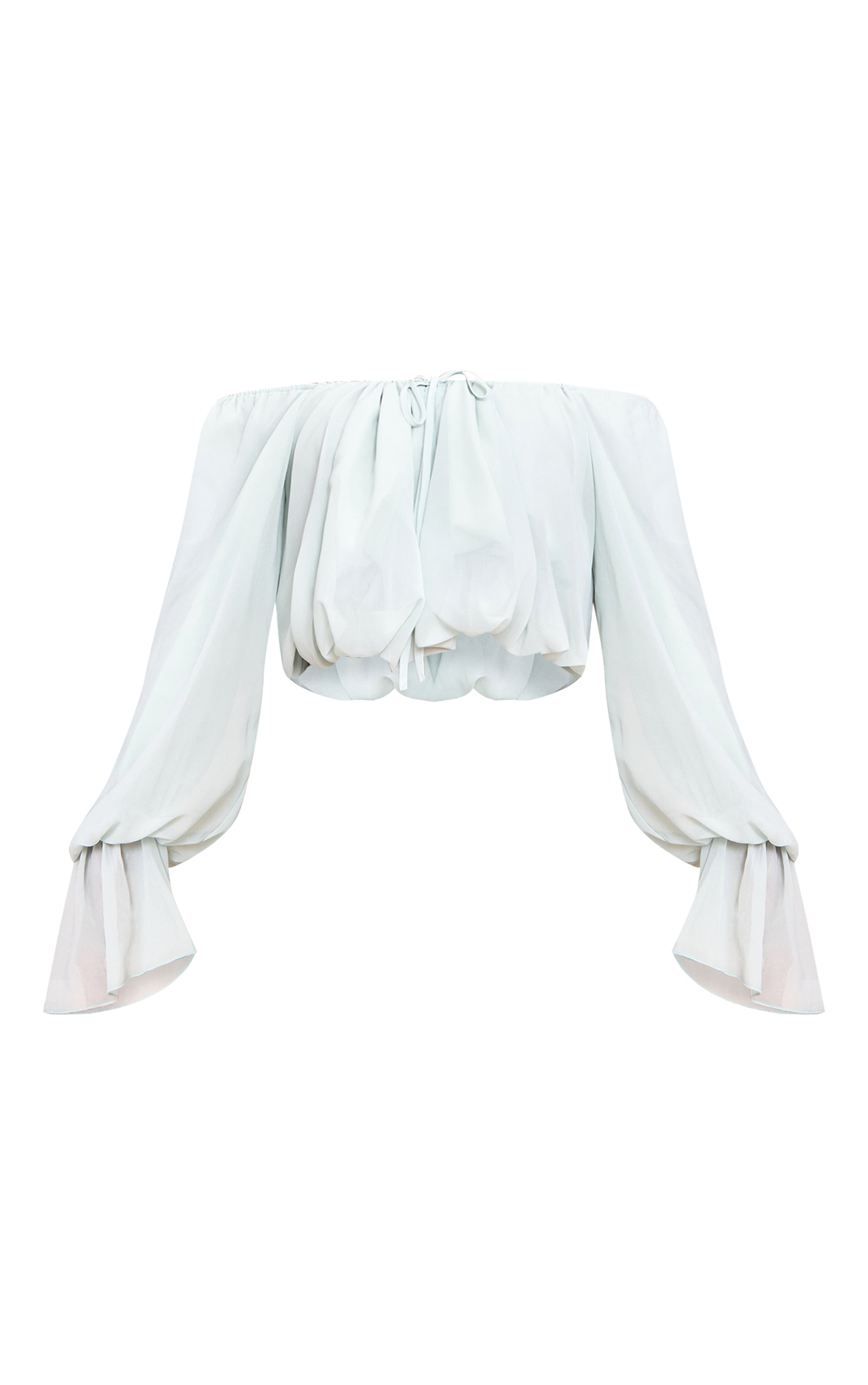 Sage Chiffon Bardot Balloon Sleeve Top image 5