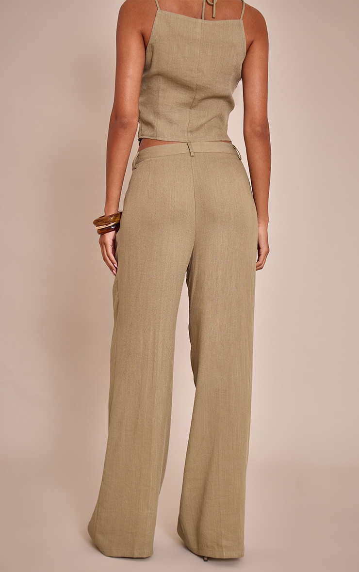 Tall Sage Green Textured Pleated Pant image 3