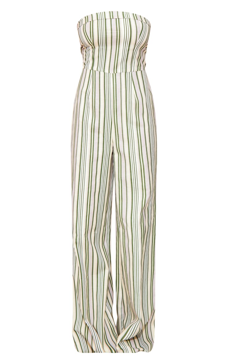 Multi Linen Look Pinstripe Bandeau Fold Over Jumpsuit image 5