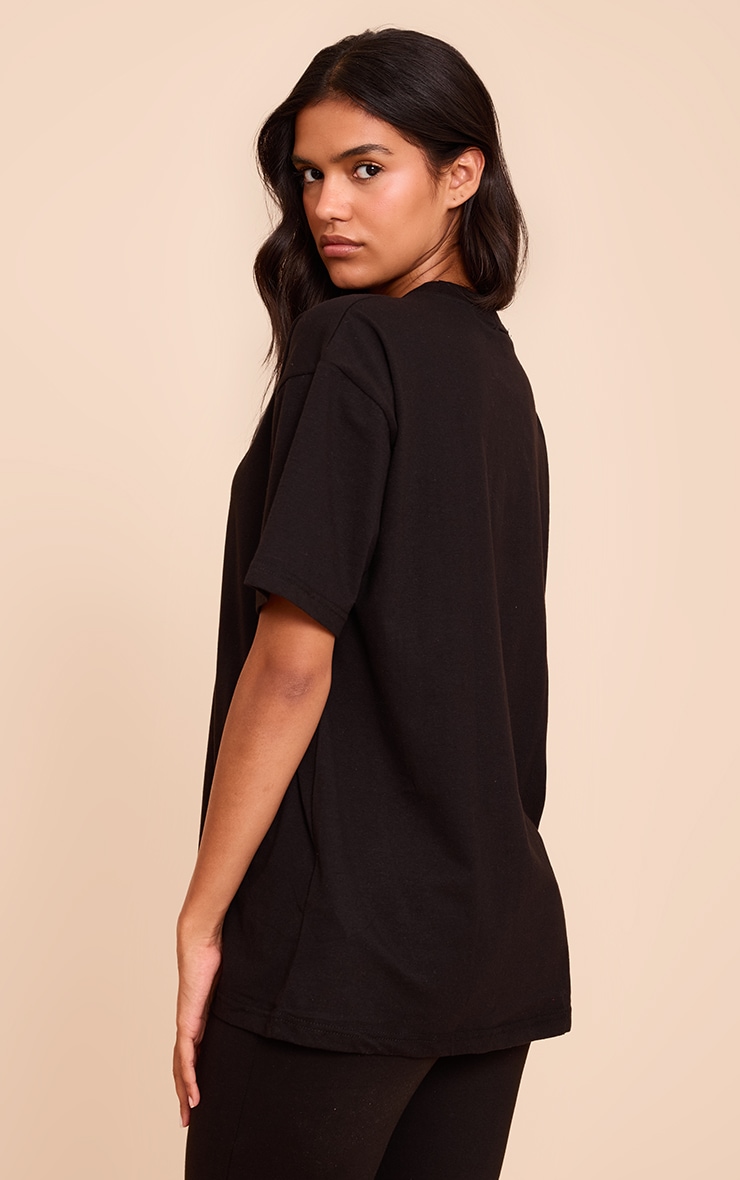 PRETTYLITTLETHING Black Print Oversize T Shirt image 2