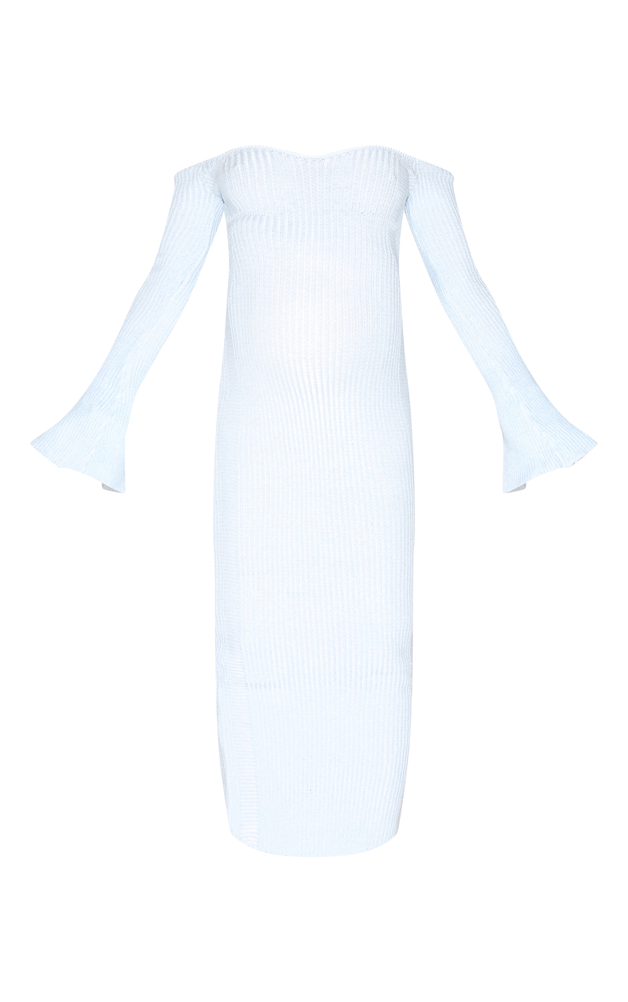 Maternité Robe de grossesse en maille bleu ciel contrastée à épaules dénudées image 5