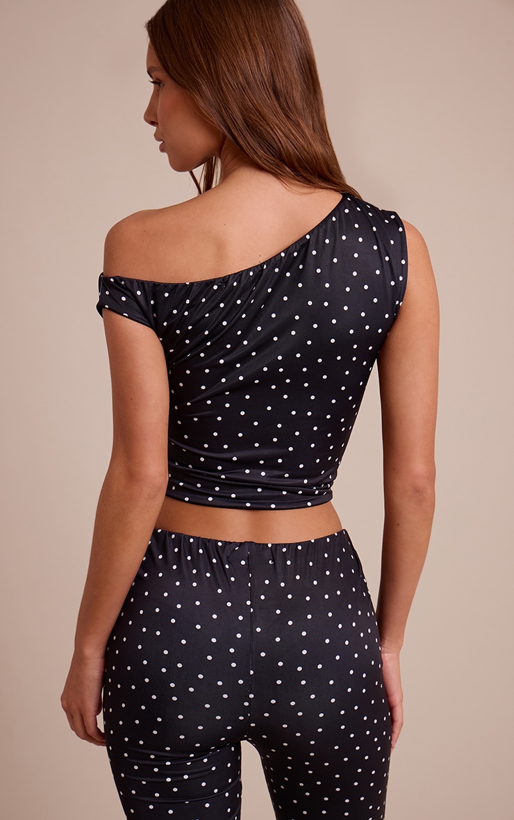 Slinky Polka Dot Print Asymmetric Top image 2