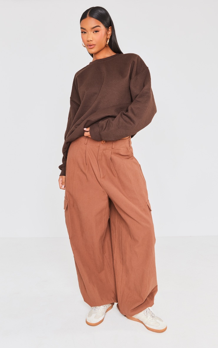 Lounge A Lot Cut Off Sweatshirt in Mocha (Online Exclusive) main image 0