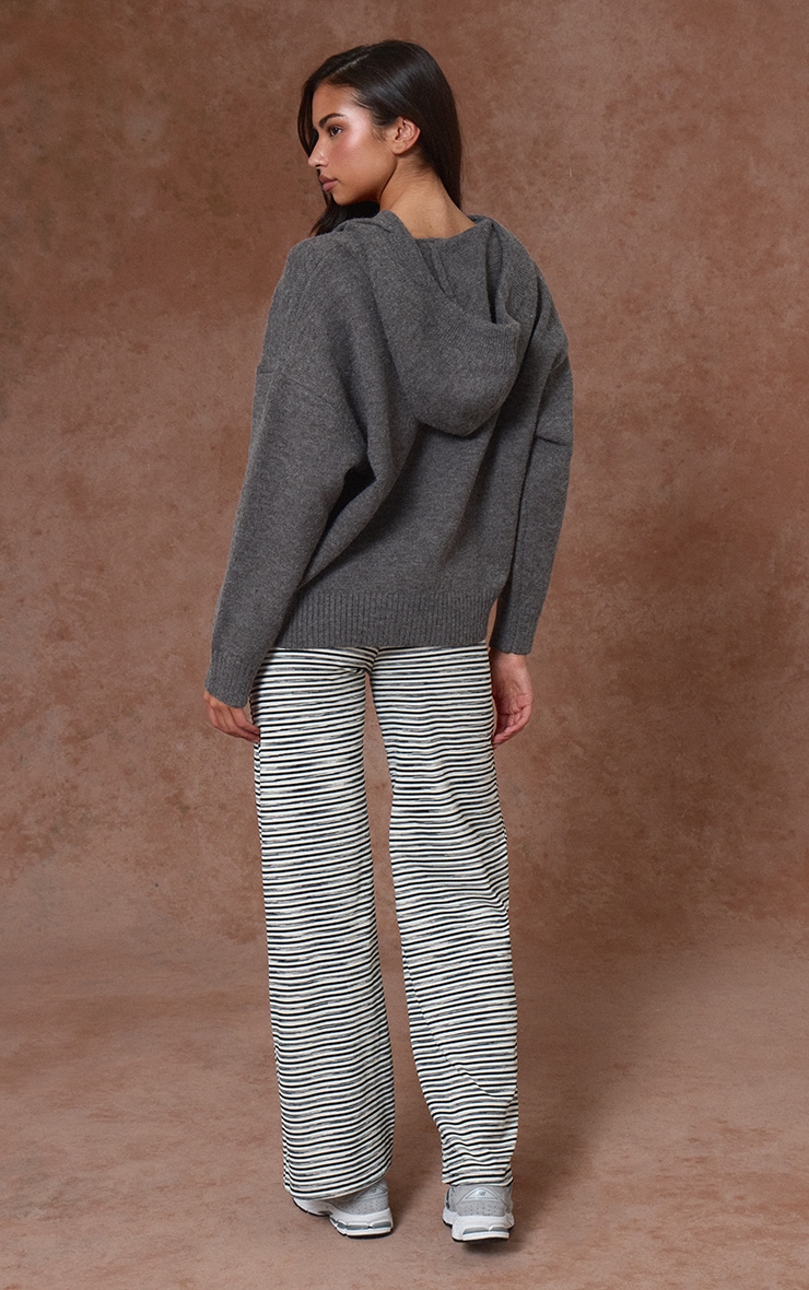 Multi Soft Rib Striped  Low Rise Straight Leg Trousers image 3