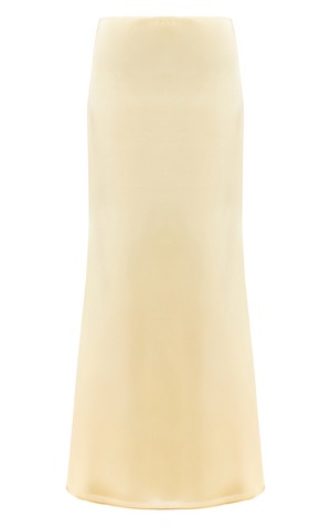 Vayla | Lemon Matte Satin Asymmetric Drop-Waist Maxi Skirt