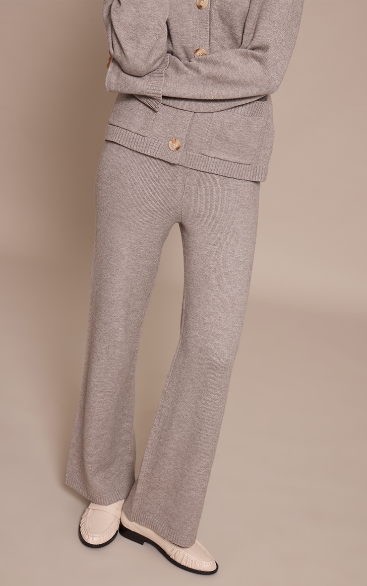 Soft Grey Wide leg Knit Pant image 2