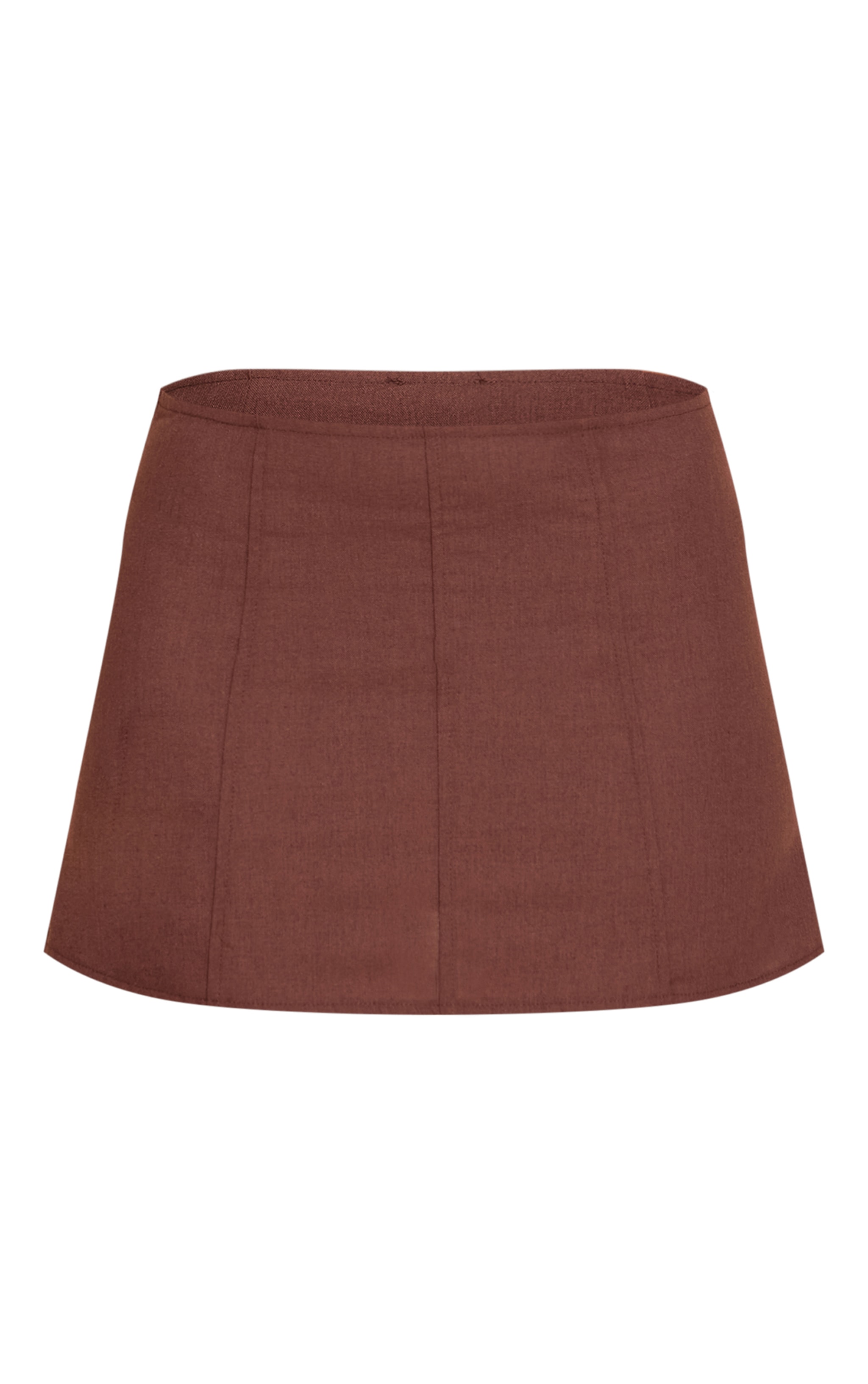  Dark Chocolate Linen Blend Seam Detail Mini Skirt image 6