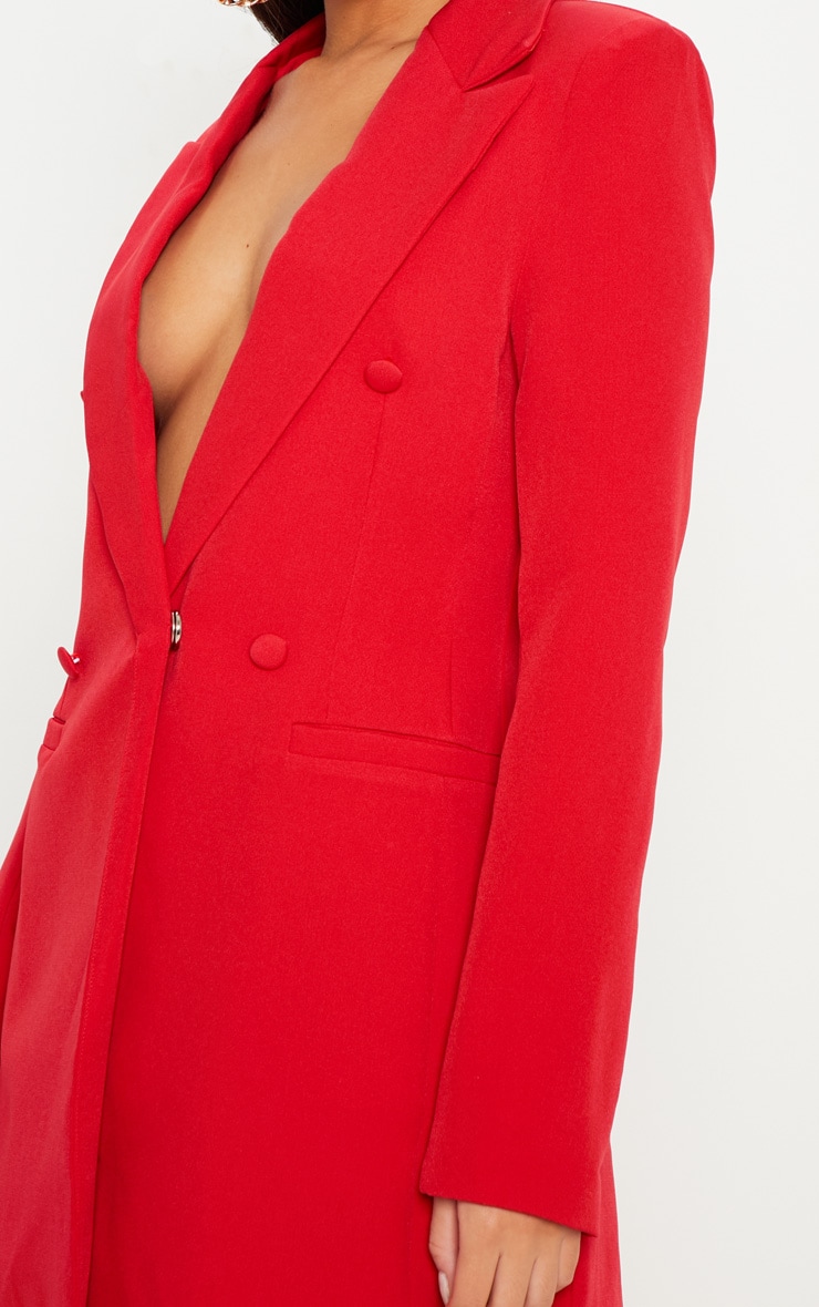 Blazer crois?� rouge. Manteaux et vestes | PrettyLittleThing FR