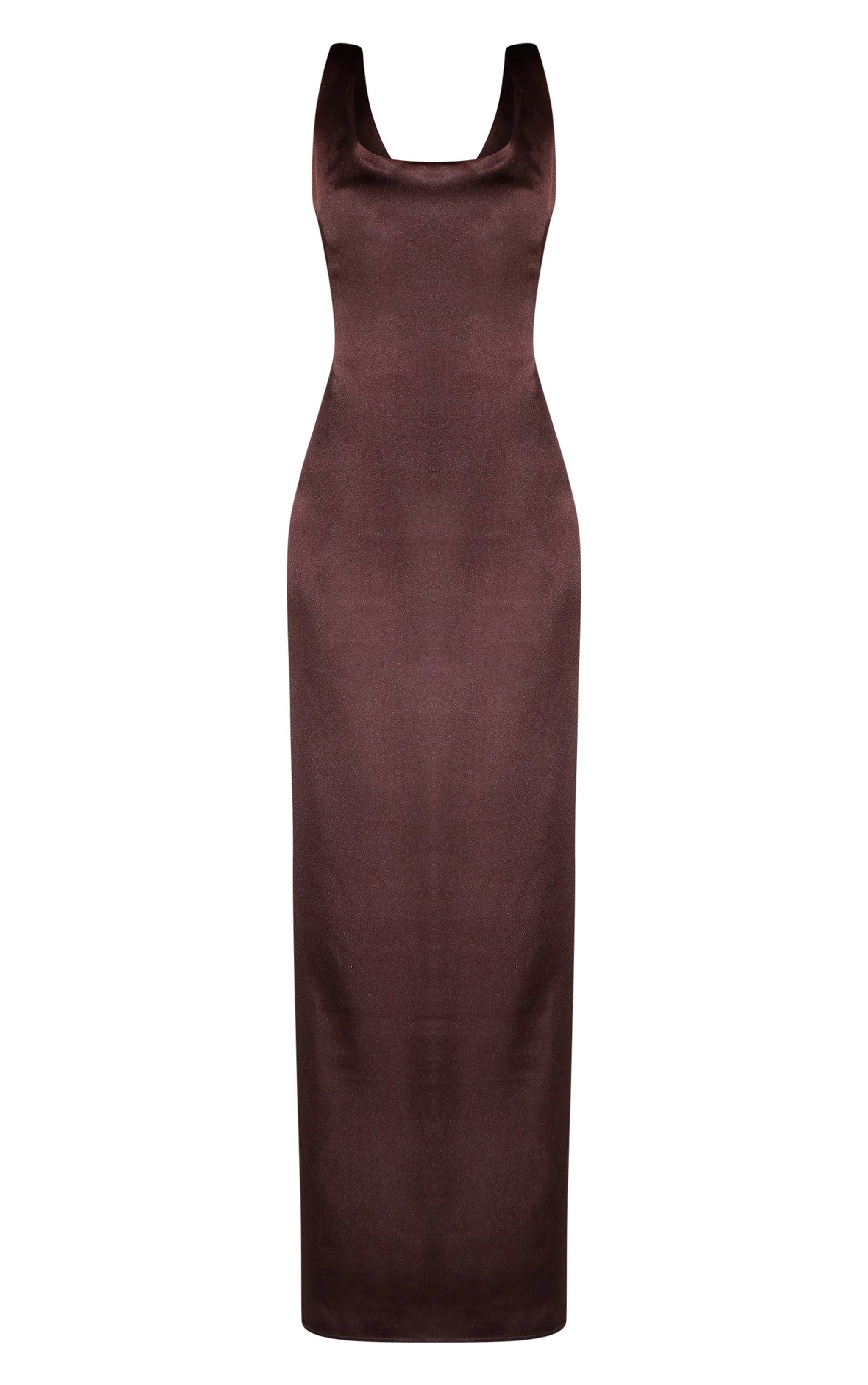 Chocolate Satin Scoop Neck Maxi Dress image 5