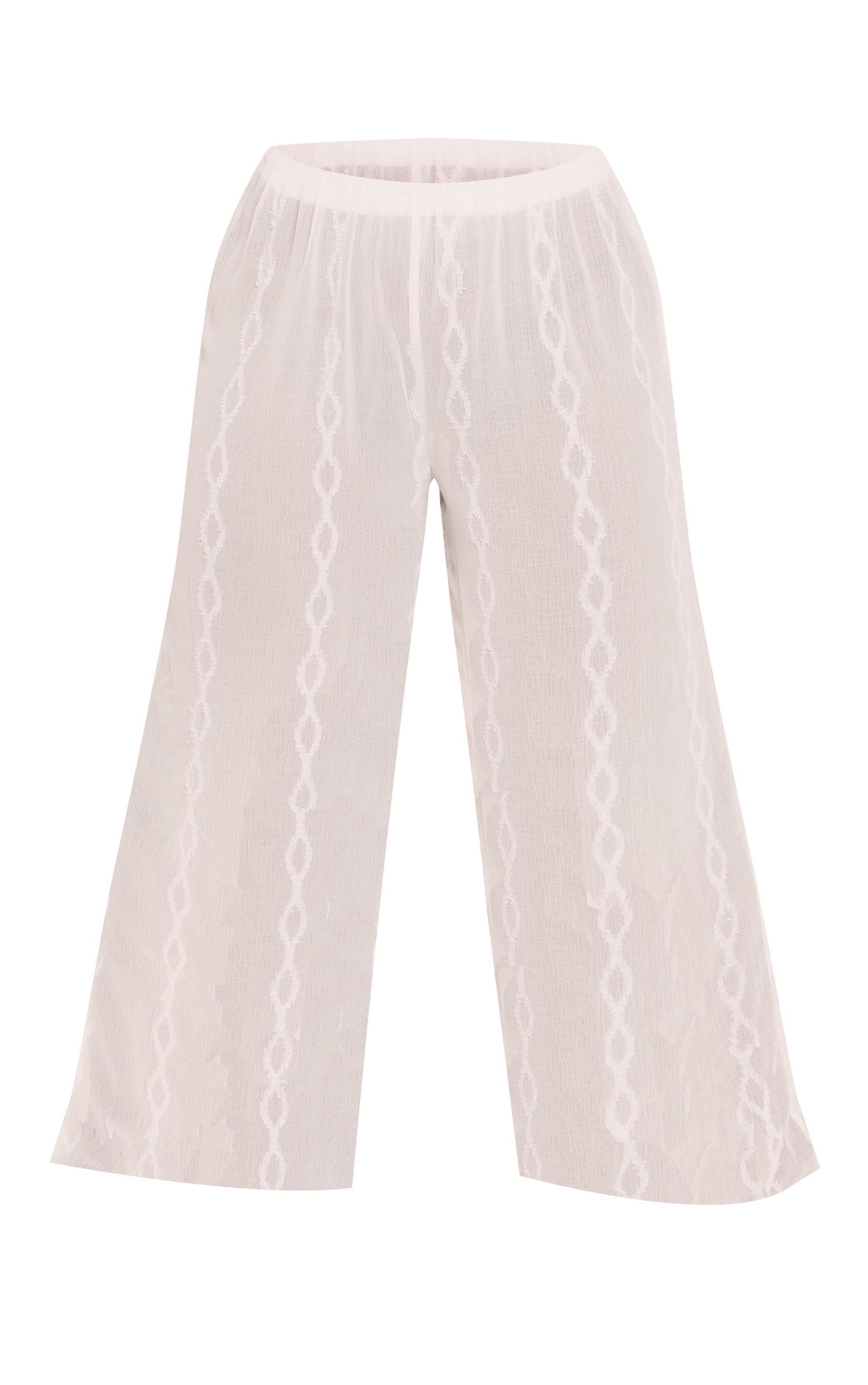 Plus White Textured Chiffon Triangle Beach Top And Pant Set image 5