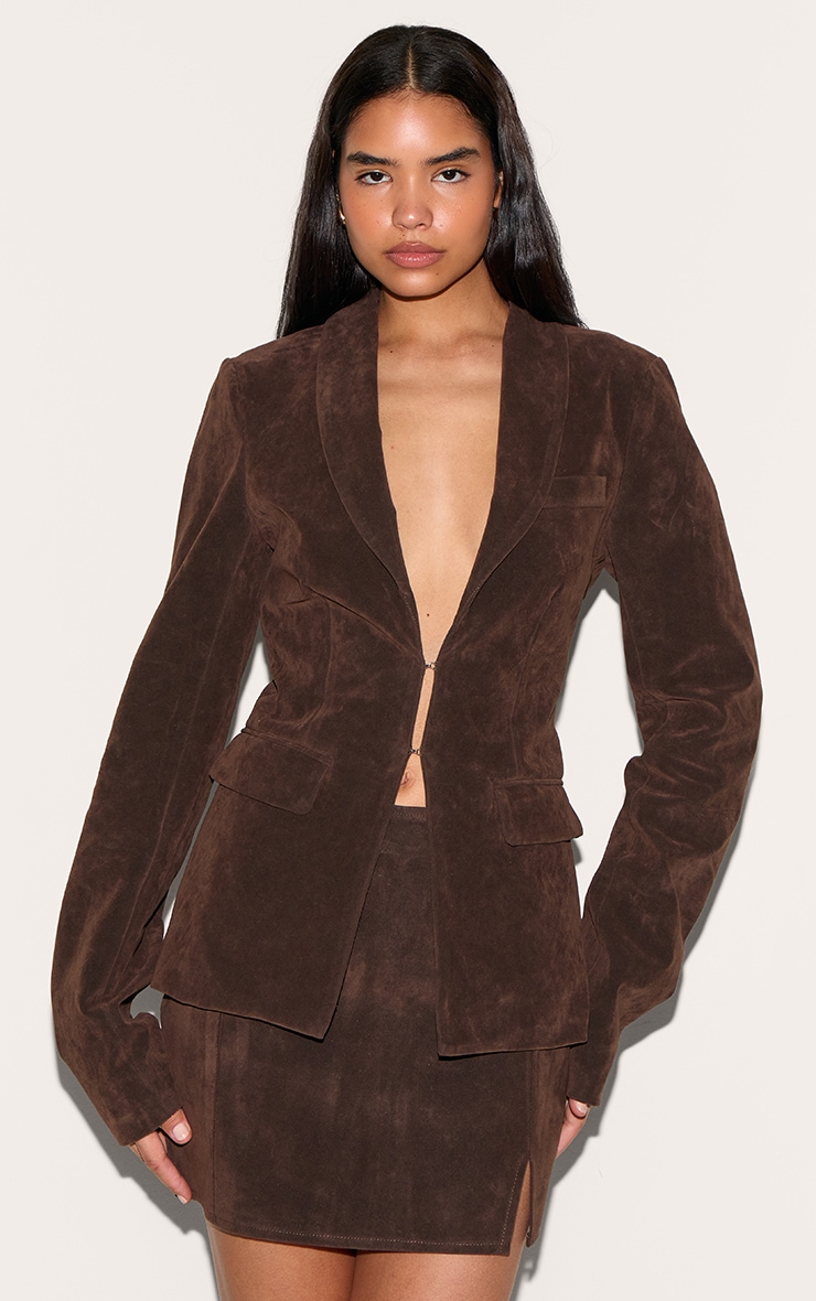 Tall Deep Chocolate Faux Suede Mini Skirt image 4