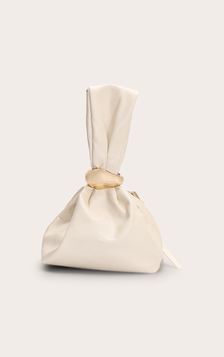 Premium Cream Soft Pu Gold Handle Hand Bag image 4