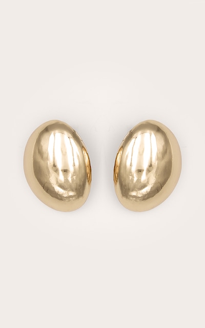 Gold Chunky Oval Stud Earrings