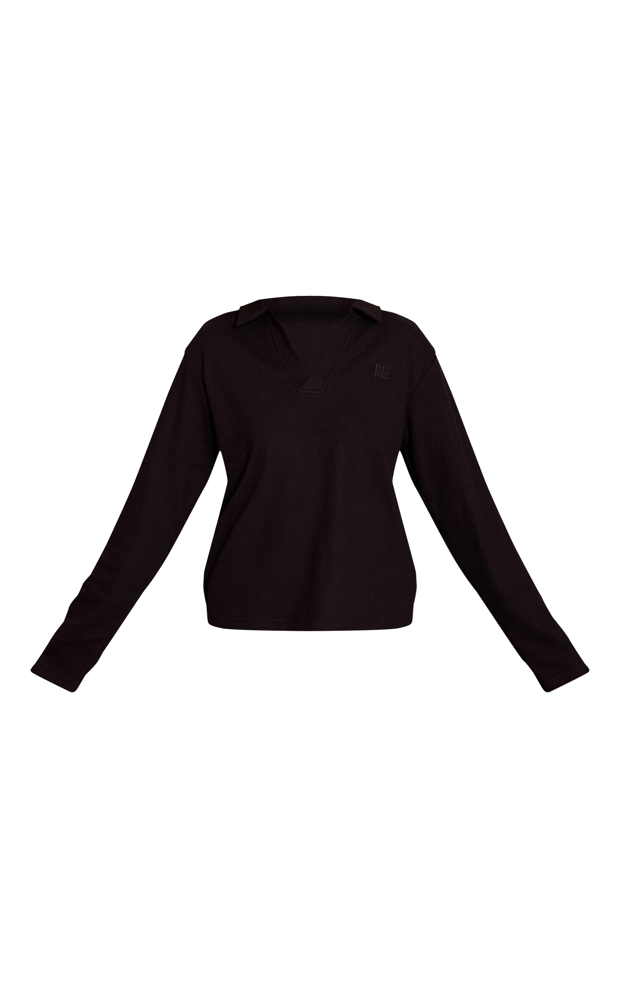 Top long noir à col replié et logo brodé image 5