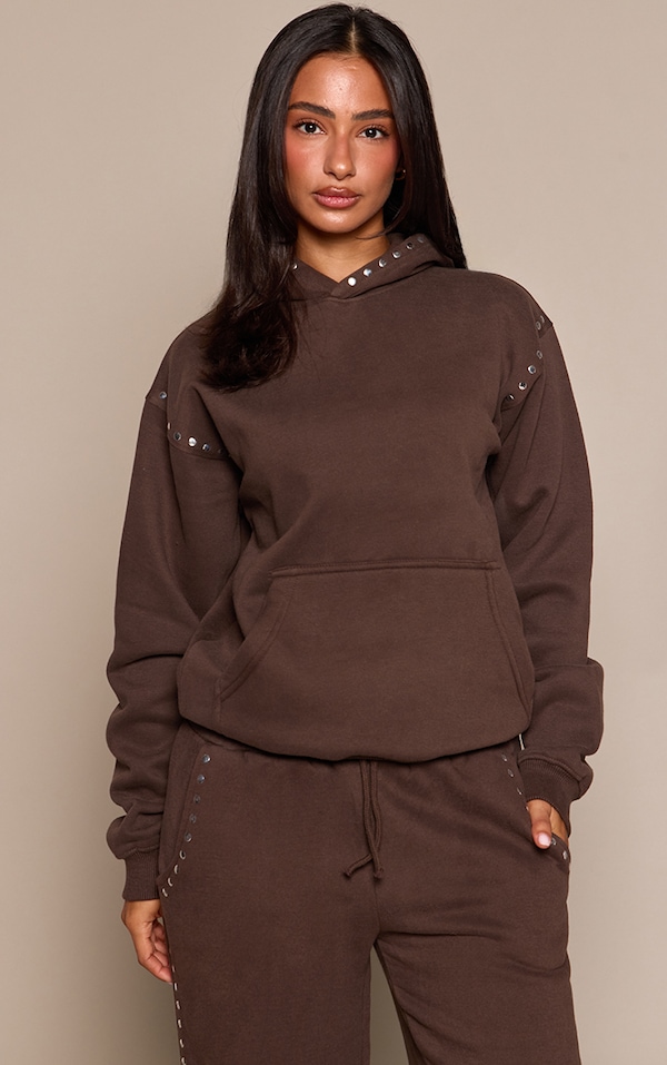 Petite Chocolate Stud Detail Hoodie