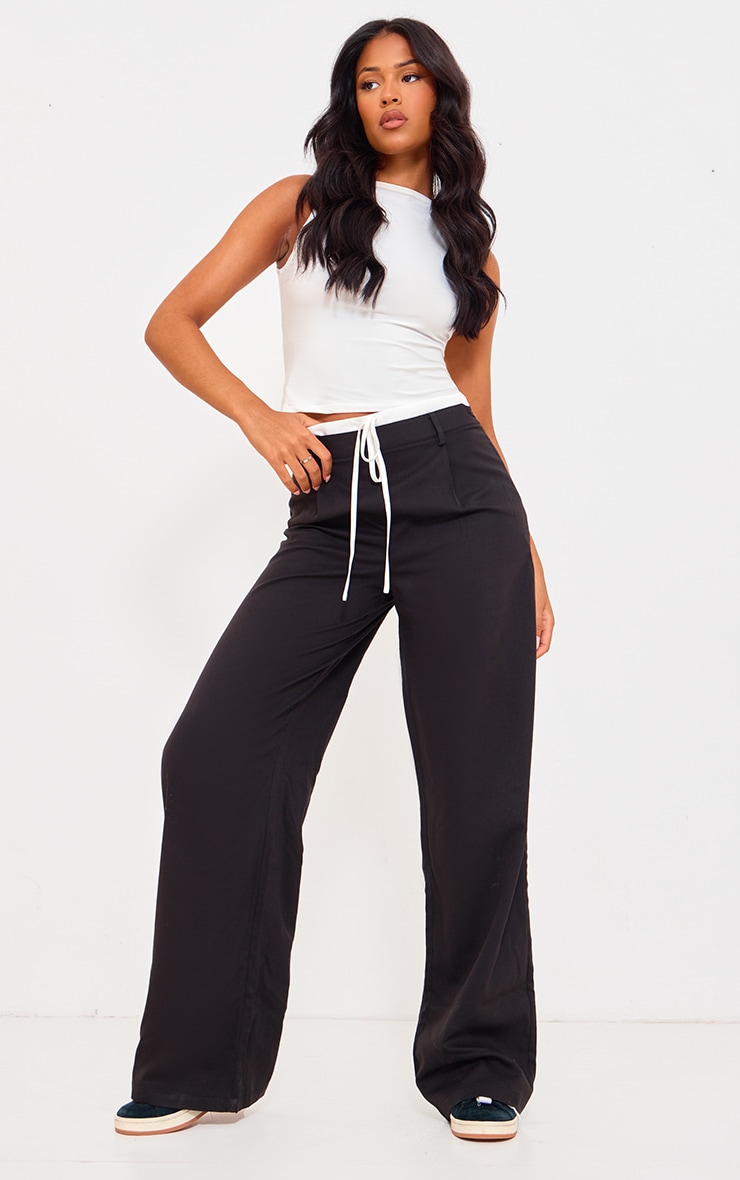 Tall Pantalon de tailleur noir tissé doublé à la taille image 2