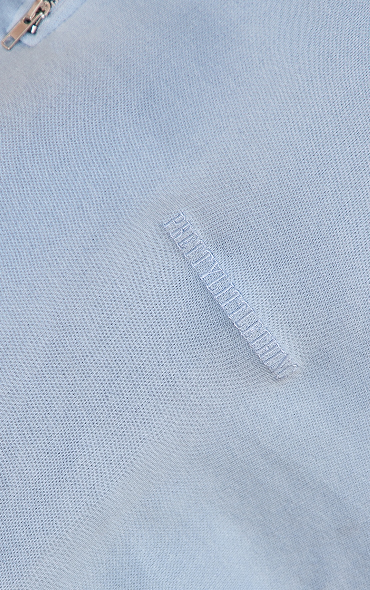 PRETTYLITTLETHING Blue Grey Oversized Half Zip High Neck Sweatshirt image 4