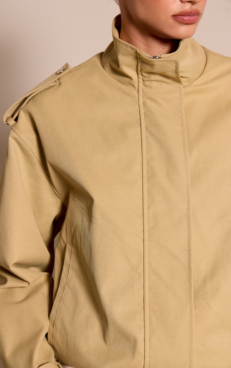 Beige Utility Trench Jacket image 4