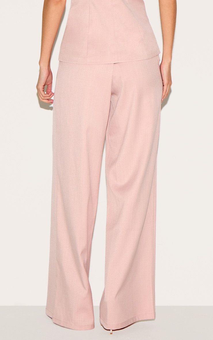Light Pink Tailored Woven Pleated Wide Leg Pants image 3