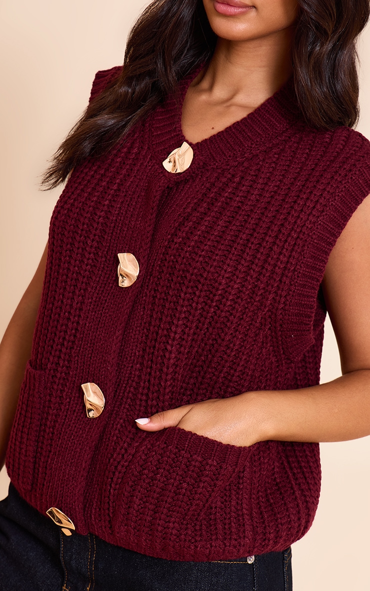 Petite Débardeur en maille bordeaux à boutons image 4