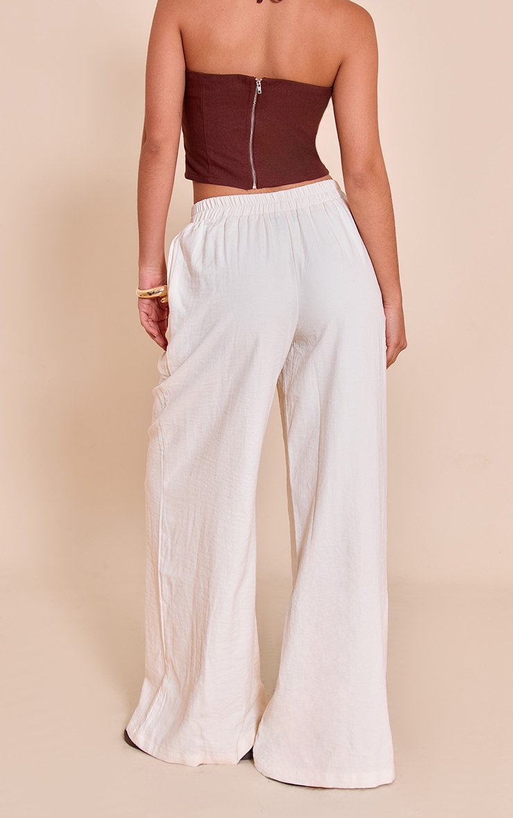Cream Peachskin Wide Leg Pants image 3