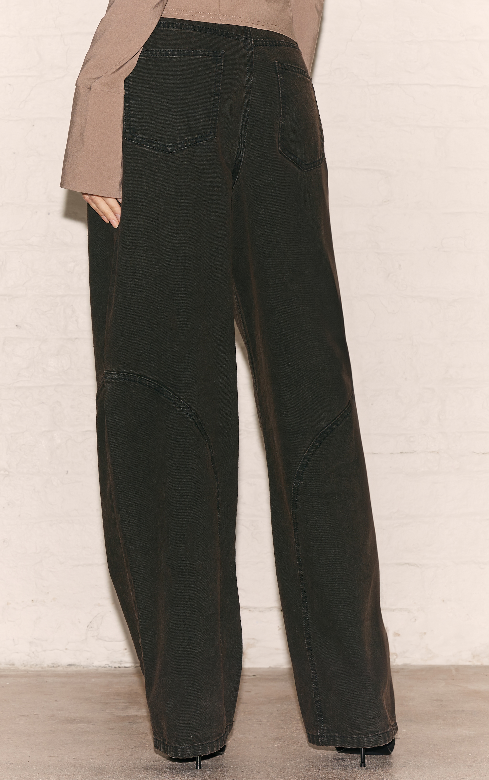 Dark Chocolate High Waist Western Seam Detail Jeans image 3