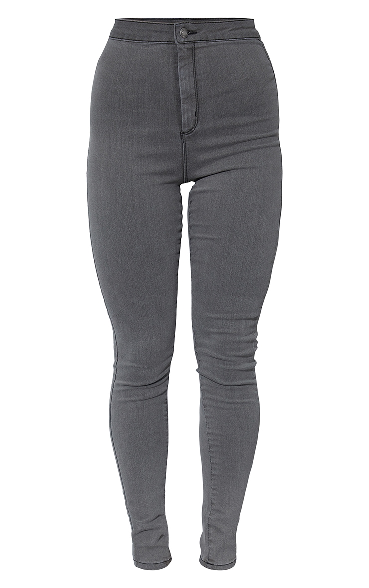 PRETTYLITTLETHING Grey Disco Skinny Jeans image 4