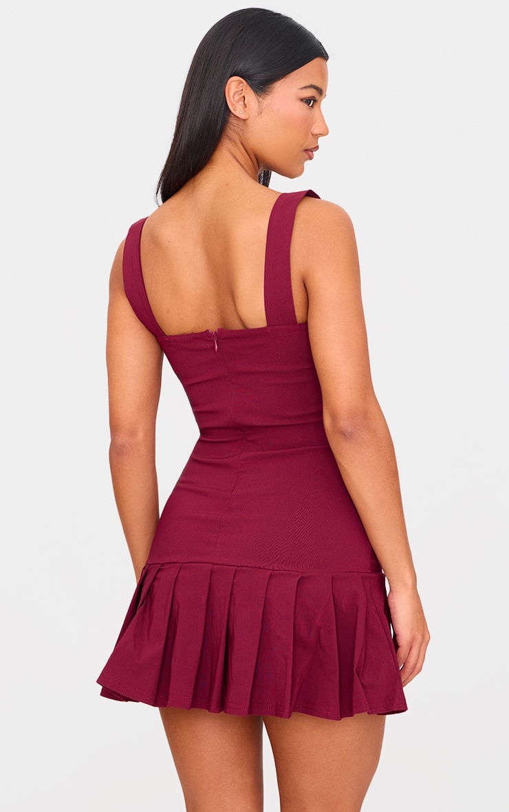 Burgundy Pleated Shift Dress image 2