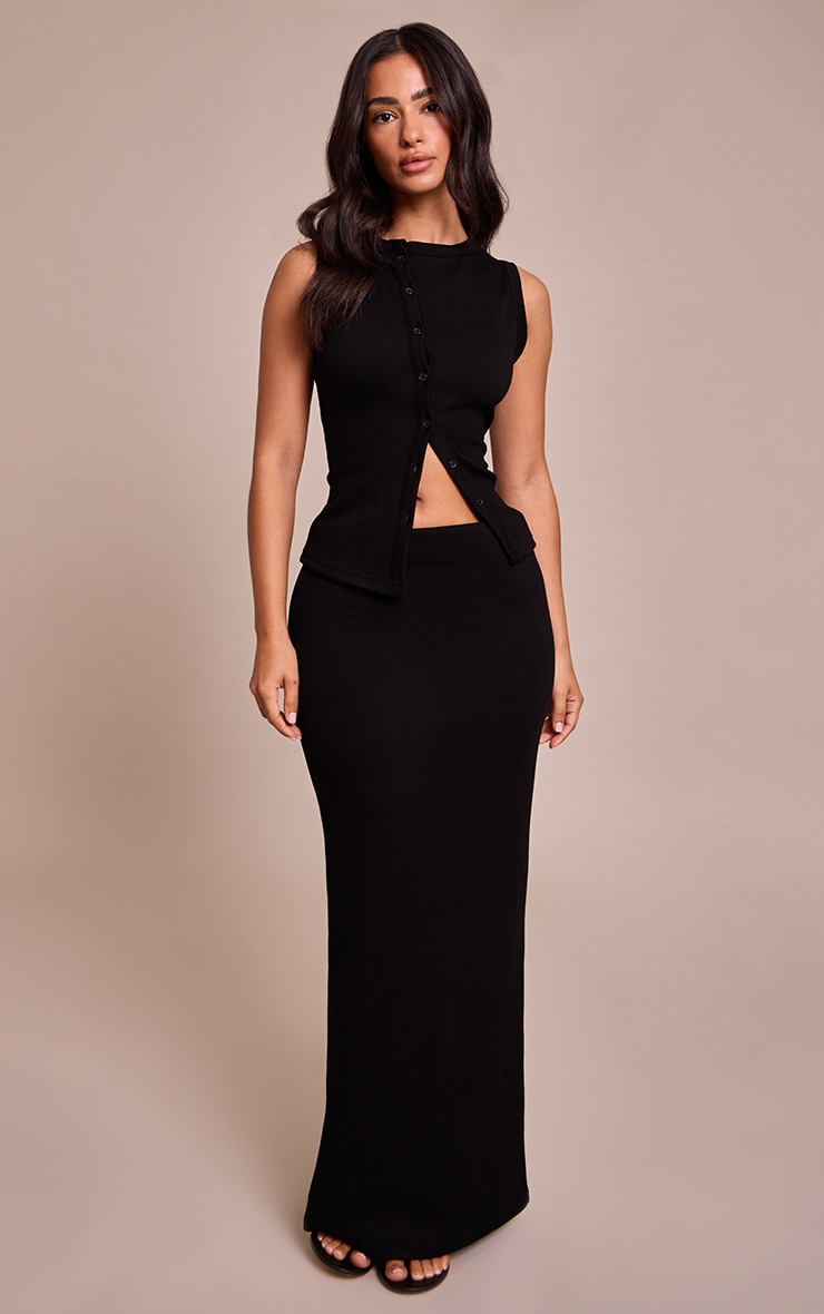 Petite Gilet modal noir à boutons asymétriques image 3