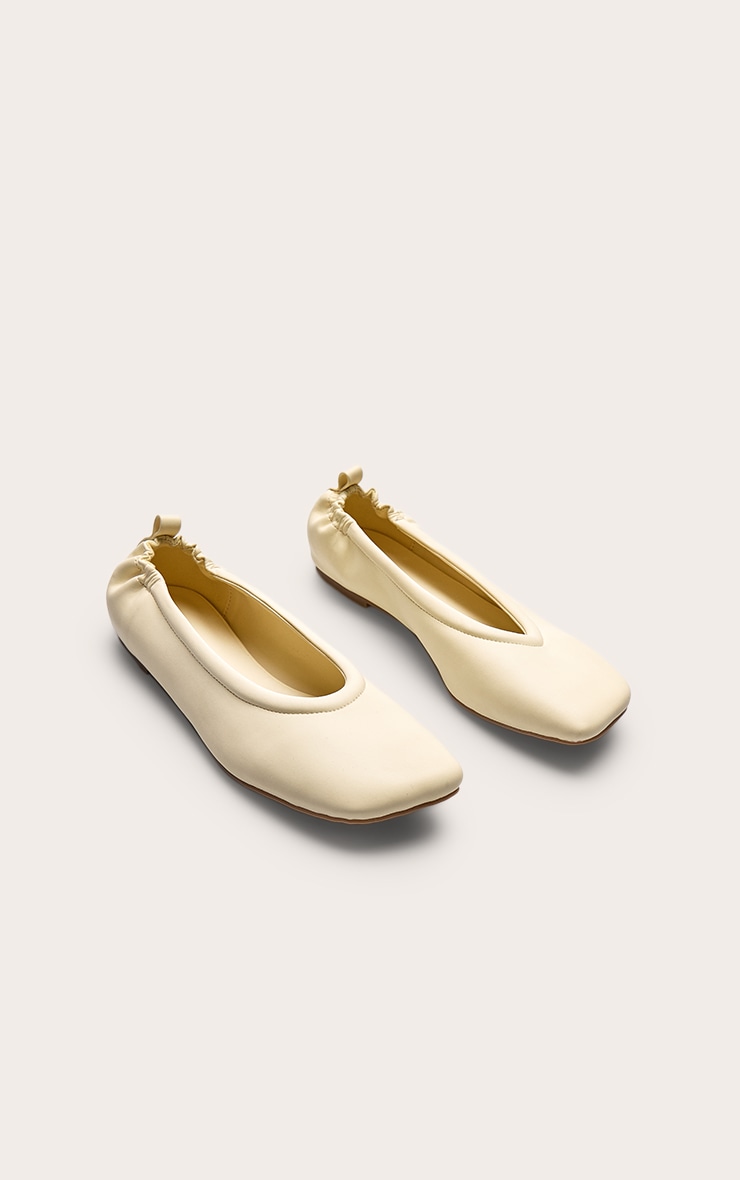 Butter Yellow Asymmetric Square Toe Ballet Pump image 3